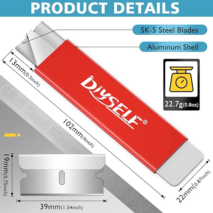 DIYSELF 4 Pack Box Cutters, All-Metal Utility Knife with Quick-Slide Blade | Single-edge razor blade utility knife and box opener for packages, boxes and paper