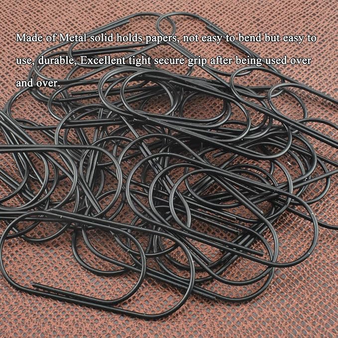 HAHIYO Paper Clips 2 inches (50mm) Length Black Wide Paperclips Vinyl Coated Prevent Scratching Tearing The Pages Sturdy for Bookmark Organize Home Office School 30 Pack