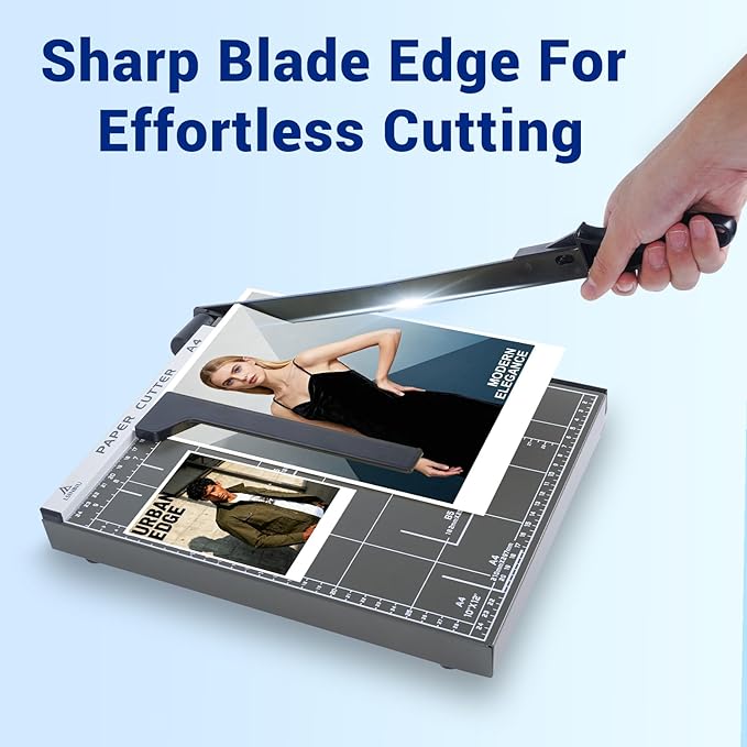 Guillotine Paper Cutter, 12" Cut Length Paper Trimmer with Sharp Blade and Metal Base, 12 Sheets Capacity with Safety Guard, Precision paper slicer for Cutting Paper, Card,Photos,Vinyl