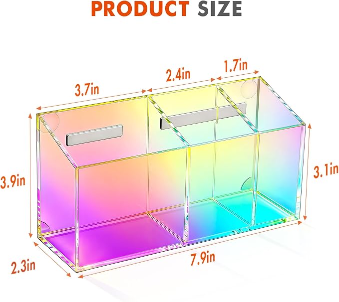 Magnetic Dry Erase Marker Holder for Whiteboard, Fridge Classroom | Acrylic Magnet Pen Holder for Office, Refrigerator, Whiteboard Maker Holder for Teacher, Locker Organizer Accessories-Coloful