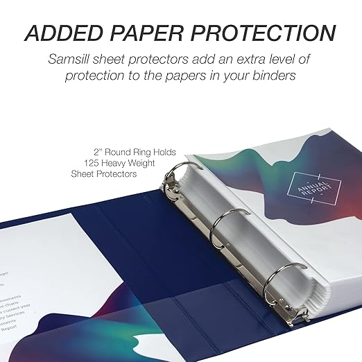 Samsill 2 Inch 3 Ring Binder, Economy Round Ring, Clear View Cover, 425 Sheet Capacity - for School, Home, Office - Dark Blue