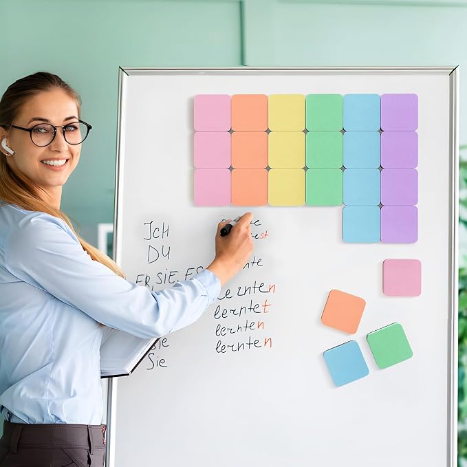 MaxGear Magnetic Dry Erase Erasers, 36 Pack Whiteboard Eraser Macaron Color | Mini Whiteboard Cleaning Pads with Strong Magnetic Backing, 2" x 2" for Classroom, School, Office and Home, Teacher Supplies