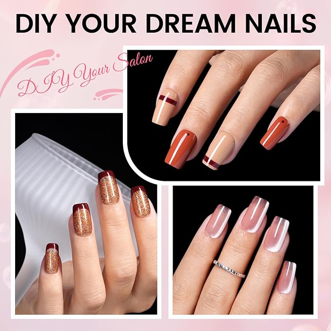AILLSA Gel Nail Kit Short Square Nail Tips 120pcs, Solid Gel Nail Glue 30g for Acrylic Fake Nails, Nail Tips Glue Gel Kit with U V Lamp