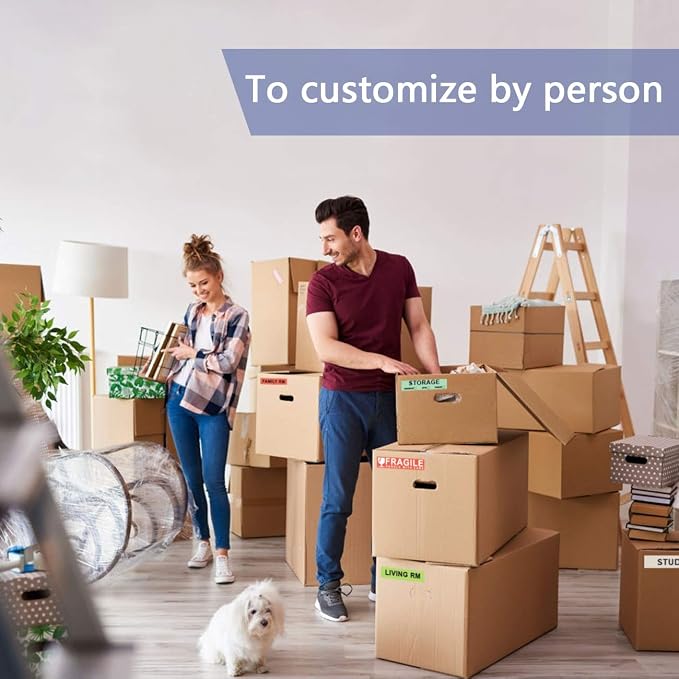 16 Rolls 960 PCS Moving Labels, 1''x4.5'' Color Coded Stickers | 16-Design Pre-Printed Moving Stickers, with Fragile + Blank Customizable Labels, for Home/Apartment, Avoid Rough Surfaces