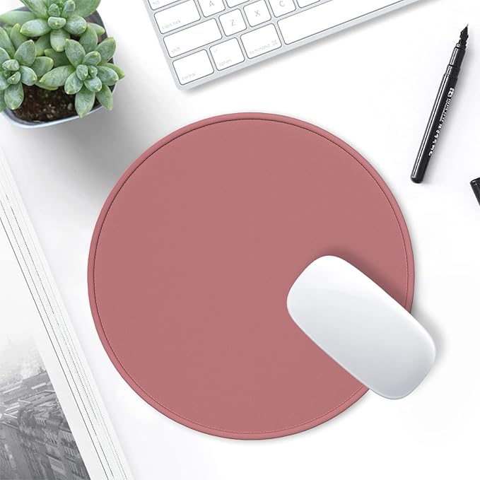 Hsurbtra Mouse Pad, Premium-Textured Small Round Mousepad 8.7 x 8.7 Inch Dark Red, Stitched Edge Anti-Slip Waterproof Rubber Pretty Cute Computer Mat for Office Home Gaming Laptop Men Women Kids