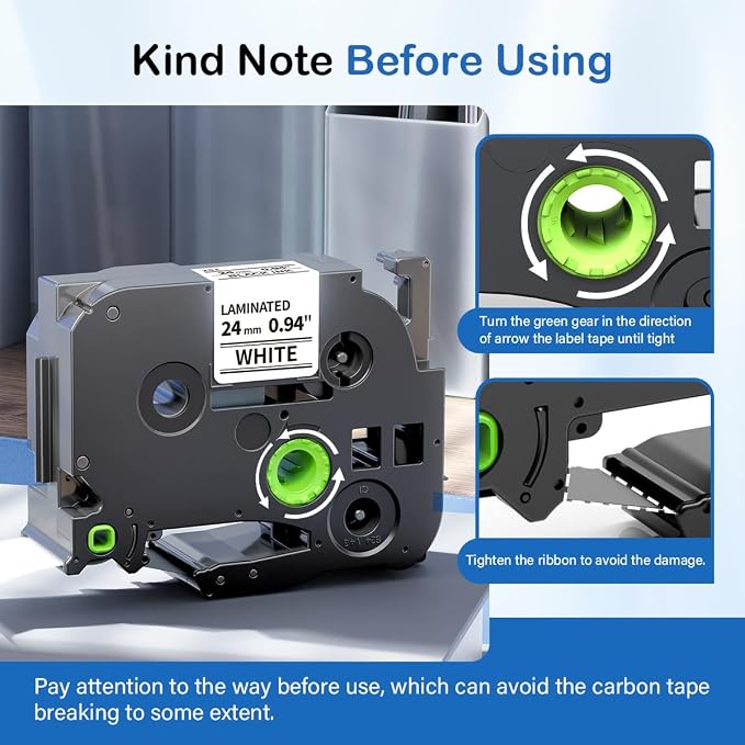 Labelife TZe-251 TZe TZ Tape 24mm 0.94 Laminated White Label Black Ink | Replace for Brother P Touch Label Maker Tape 24mm .94 TZe251 TZ-251 1'' for Brother PT-D600 PT-D610BT PT-P710BT P700 P750W