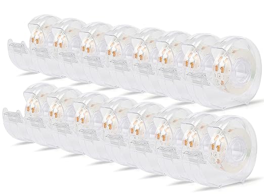 BOMEI PACK Office Transparent Tape with Dispenser, 16PACK Clear Refill Rolls Gift Wrap Tape Dispenser, 3/4in x 1000in