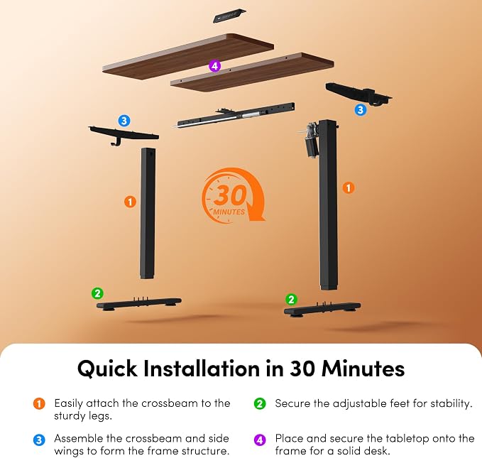 FEZIBO Standing Desk 32 × 19 Inch Electric Height Adjustable, Black Walnut | Sit and Stand Up Adjustable Desk, Home Office Computer Desk with 3 Customizable Memory Presets