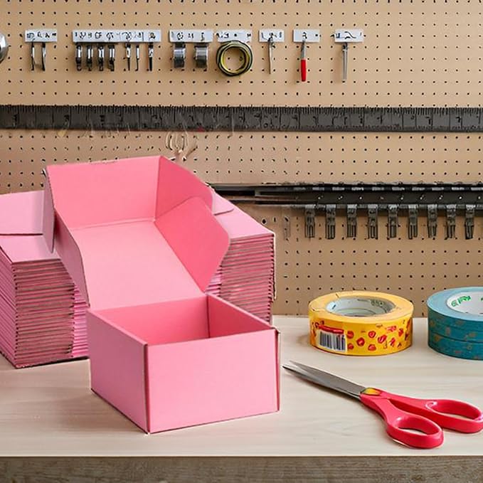 Small Shipping Boxes 6x6x4 Inches – Pink Corrugated Cardboard Boxes (20-Pack) for Mailing, Packing, Small Business & Gift Packaging - Recyclable & Sturdy