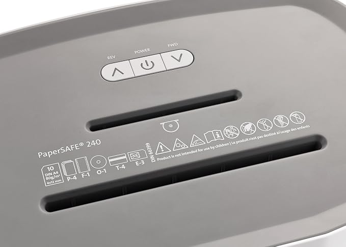 Dahle PaperSAFE PS 240 Paper Shredder, Oil Free, Jam Protection, Security Level P-4, 10 Sheet Max, Shreds CDs, Staples, Paper Clips & Credit Cards