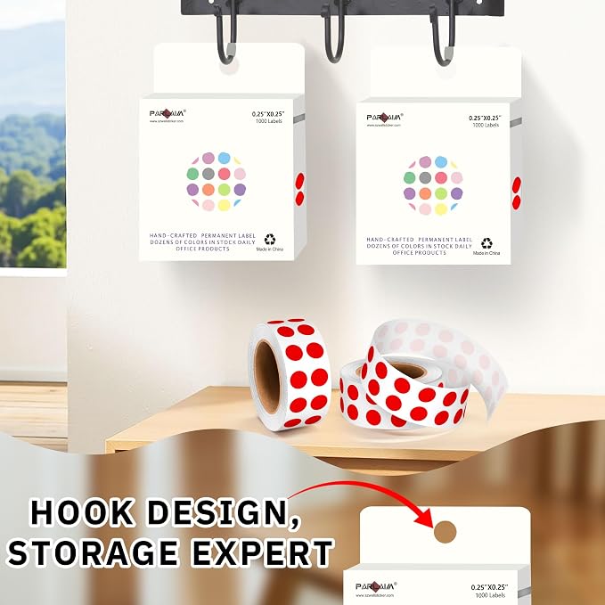 PARLAIM 1/4 Inch Circle Sticker Labels,1000 Stickers Round Color Coding Circle Dots Stickers, Adhesive Roll Dot Label for Inventory Organize, File Classification (Red)