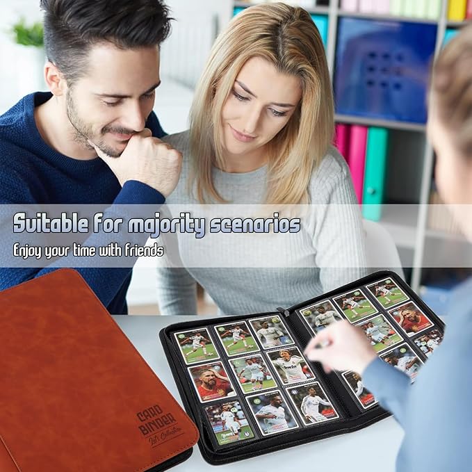 Trading Card Binder, Premium 9 Pocket Double Sided 540 Pocket PU Card Collection Binder, Collectible Trading Card Albums for MTG, TCG, Sport Card, Game Cards (Brown)