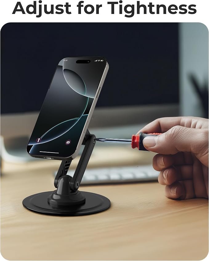 Cooper Mag360 Magnetic Phone Stand for Desk, MagSafe Stand for iPhone 17 | 360° Rotating, Adjustable, Foldable, Portable, Strong Magnet, incl. 2 Steel Rings, Magsafe Phone Holder, Fits all iPhones
