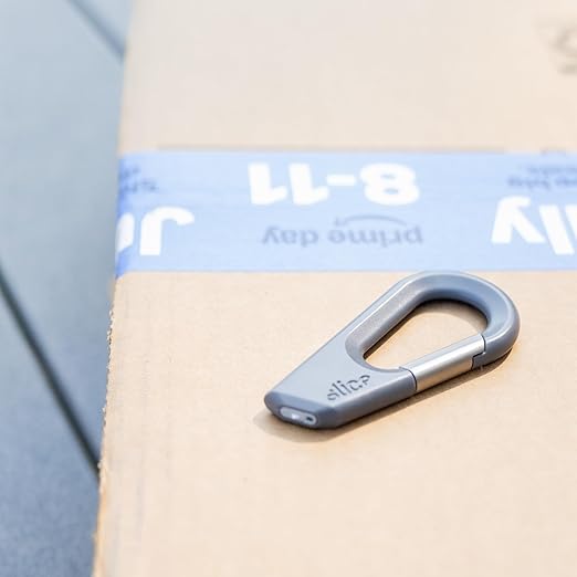 Slice Carabiner Cutter | Keychain Knife and Box Cutter with Ceramic Micro Blade | Lasts 11x Longer than Metal | Millennial Grey