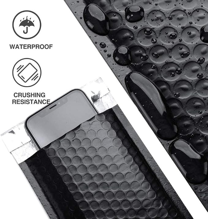 FCLMHD bubble mailers 4x8 100pack waterproof envelopes 4x6 bubble mailers Shipping Envelopes Bags black padded envelopes for Small Business, Envelope Mailers(100 4x8)