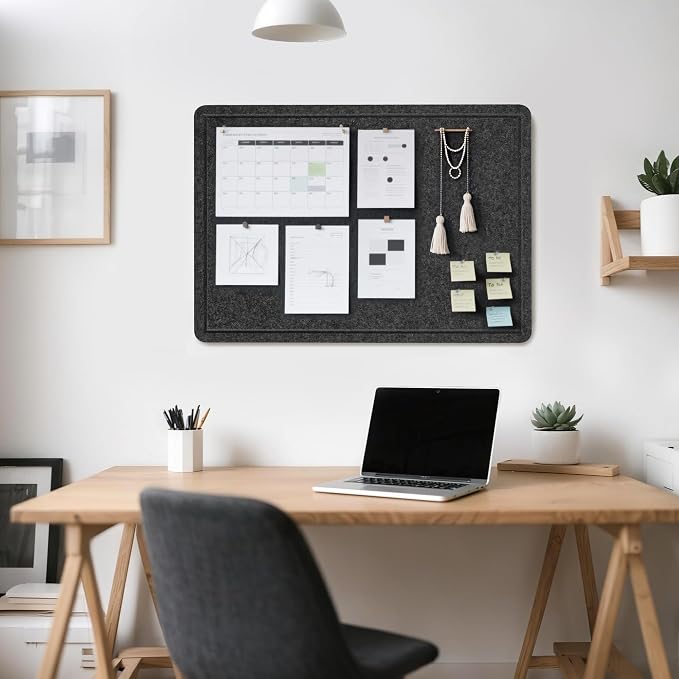 Felt Bulletin Board 24x18 inches, Decorative Pin Board for Home & Office | Cork Board Alternative for Wall with Push Pins, Display Mood Board for Photos, Notes & Reminders