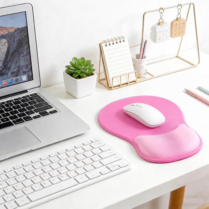 Ergonomic Mouse Pad with Wrist Rest - Gel Wrist Support Mousepad with Non-Slip PU Base for Computer, Laptop, Office & Home