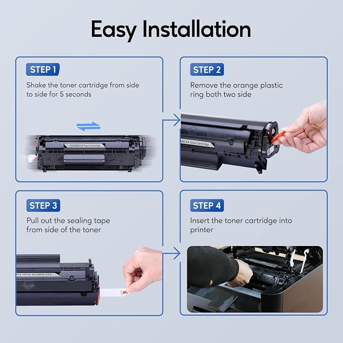 12A Toner Cartridge Replacement for HP 12A Q2612A Work with HP LaserJet 1020 1022 1012 1010 1015 1018 1022n 1022NW 3015 3030 3020 3050 3052 3055 M1005 M1319 M1319F Printer(2-Pack,Black)