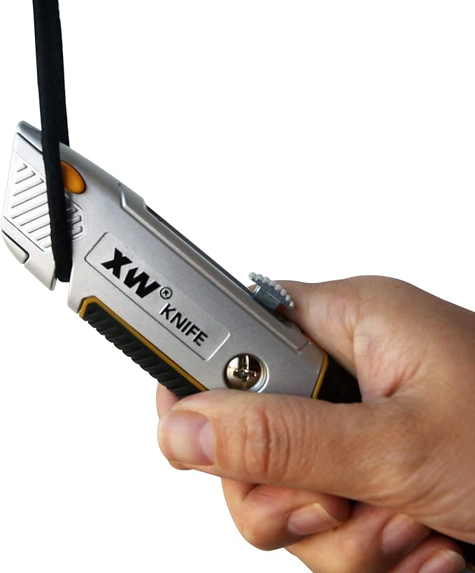 XW Retractable Utility Knife, Heavy Duty Zinc Alloy Box Cutter with Total 10 PCS Blades, 2-Pack