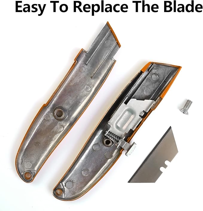 DIYSELF 2 Pack Razor Utility Knives, Durable Retractable Box Cutter Knife | Ergonomic Grip Box Cutters for Cartons, Vinyl, Packages and Leather; PVC Pipe Cutter Knife for Home and Office Use