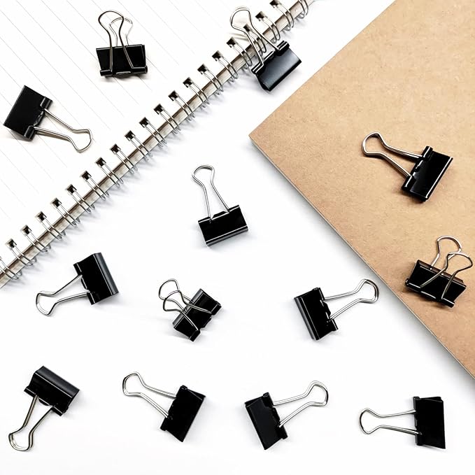 120Pcs Mini Binder Clips, 5/8 inch(15mm), Paper Clamps Small Size for Office Supplies, Black