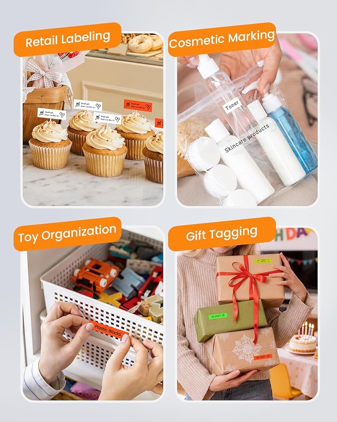 Compatible with Brother Btag Label Tape 12mm 0.47 Colored Label Maker Tape | Replacement for Brother PT-N10 PT-N20 PT-N25BT Label Maker Refills, White/Clear/Green/Pink/Orange/Yellow, 12mm x 4m, 6-Pack