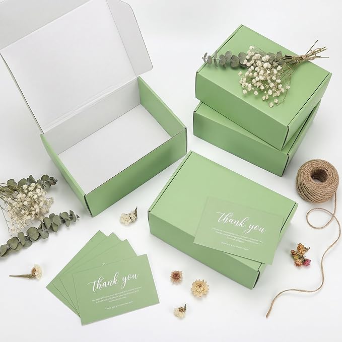 12x9x4 inch Shipping Boxes Set of 6 Green, Inner Size 11.6x8.6x3.6 inch Cardboard Box Mailers for Small Business Packaging Mailing or Gift Wrapping Giving
