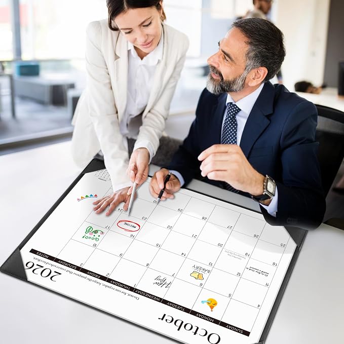 Gannyfer Desk Calendar 2026-2027 with Desktop Mat, Simplified Large 22" x 17" Desktop Pad Calendar, 18 Month Desk Calendar 2026, Use July 2026 to Dec 2027, Office Supplies Perfect for Home School and Office - Black