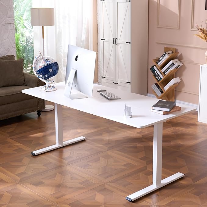 FLEXISPOT 63"x28" Large Dual Motor Electric Standing Desk, White - 198 LBS Heavy-Duty Capacity, Ideal for Home Office, Creative Studio, or Multi-Monitor Setup