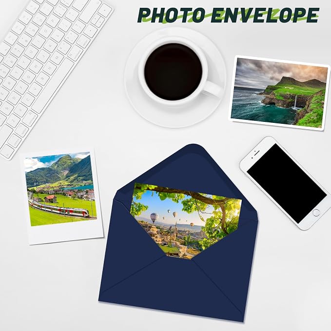 5x7 Envelopes With Golden Stickers (50, Blue, A7) | A7 Envelope for Invitations,envelope for 5x7 cards,Self Seal for Postcards, Greeting Cards, Mailing,Wedding