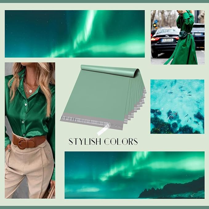 Metronic Large Poly Mailers 24x24 300 PCS, Strong Adhensive Shipping Bags for Clothing, Waterproof Shipping Envelopes for Small Business, Tear-resistant Mailers Poly Bags Bulk in Grayed Jade Green