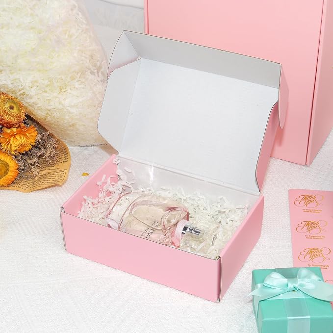6x4x2 in Pink Shipping Boxes for Packaging Small Business, DERZIFUN 50 Pack Mailing Boxes Corrugated Cardboard Mailer Gift Box