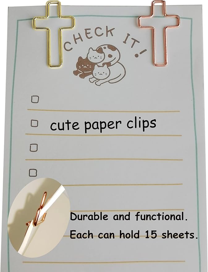50 PCS Cross Paper Clips for Bible Study, Rose Gold Desk Accessories Christian Gifts for Women