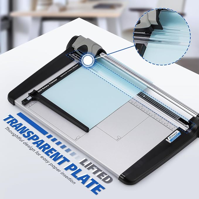Rotary Paper Trimmer, 15 Sheets Heavy Duty Paper Trimmer, 360mm(14.17") Cutting Length, Commercial Grade Rotary Paper Cutter for Home/Office/School, Black & Silver | Sharp & Safe Blade, Effective for A4-A6 Size, Commercial Grade Rotary Paper Cutter for...