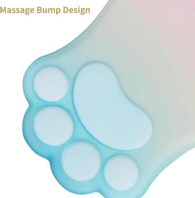 L-SPOUTTO Ergonomic Mouse Pad with Wrist Rest,Cute Mouse Pad Wrist Support | Cat Paw Comfortable Massage Design,Computer Pain Relief Mousepad with Non-Slip PU Base for Desk Laptop Gaming,Rainbow