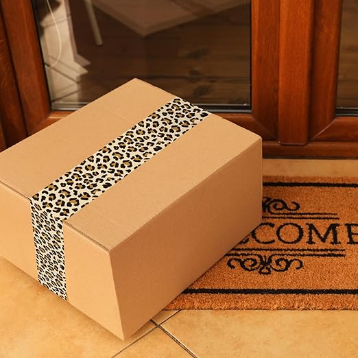 Whaline Leopard Print Packing Tape Spotted Leopard Pattern Tape Waterproof Shipping Tape for Small Business Gifts DIY Crafts Box Carton Decorations