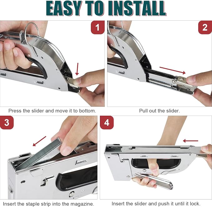 NEU MASTER All Steel Staple Gun, Wood Stapler Gun with 4000 Staples | Adjustable Penetration Control, Bottom Quick-Load, Light Duty Upholstery Stapler for Woodworking, Furniture, DIY & Home Decor