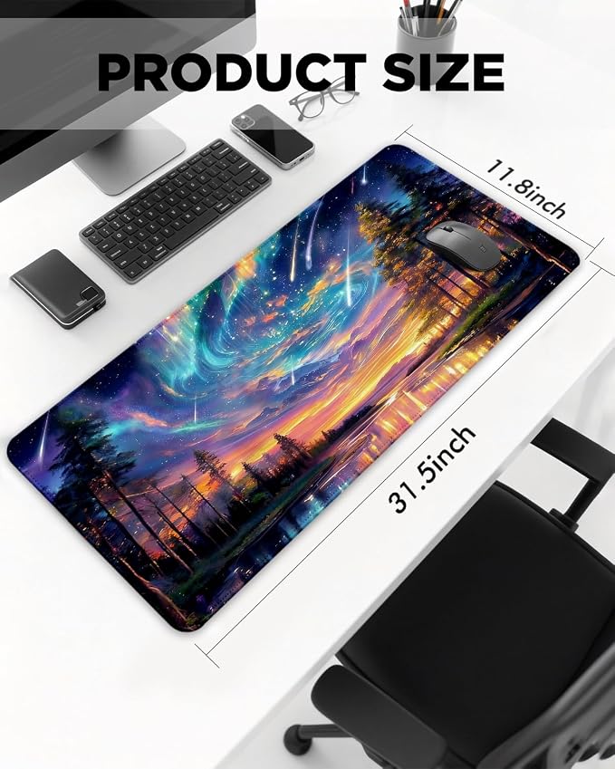 Mouse Pad, Desk Mat, 31.5x11.8in Large Mousepad, Meteor | Desk Pad with Stitched Edge & Rubber Non-Slip Bottom, Gaming Mouse Pad, Extended Mousepad for Home, Office