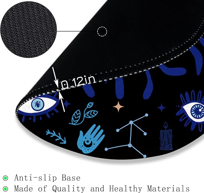 Gctriki Evil Eye Round Mouse Pads for Desk, Cute Small Mousepad for Laptop | Stitched Edge, Non-Slip Rubber Base, Travel, Evil Eye Home Desk Decor Accessories, Cute Office Supplies Gift for Women Men