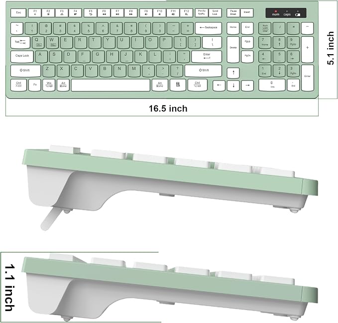 RECCAZR Wireless Keyboard Silent for Office and Home(Avocado Green) | 2.4G Full Size Silent Cordless Keyboard with Tilt Legs for Windows/Mac OS/Desktop/Laptop/PC