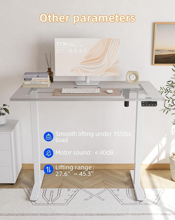 YIHAYO Standing Desk Frame, DIY Workstation, Frame Only, Adjustable Desk with Memory Smart Pannel and Anti-Collision System, Sit Stand Desk for Home Office Computer Desk (White)
