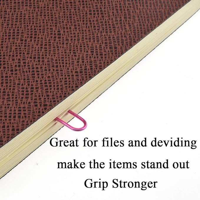 HAHIYO Paper Clips 1.3" (33mm) Length Pink Paperclips Vinyl Coated Prevent Scratching Tearing the Pages Sturdy for Bookmark Organize Home Office School 120 Pack