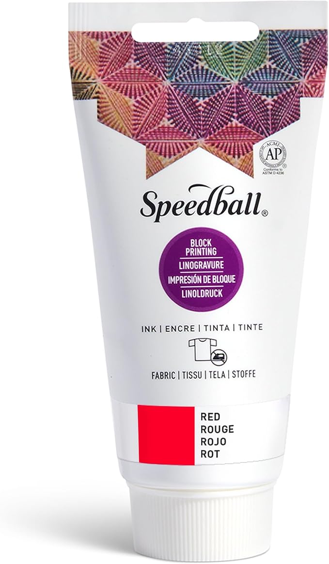 Speedball Fabric Block Printing Ink, 2.5-Ounce, Red - Print on Textiles & Paper - Made in USA