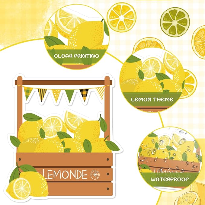 Wxiben Lemon Bulletin Board Decorations, Lemonade Stand Classroom Decor | Squeeze The Day Cutouts Summer Bulletin Board Set, Back to School Office Wall Decorations Supplies