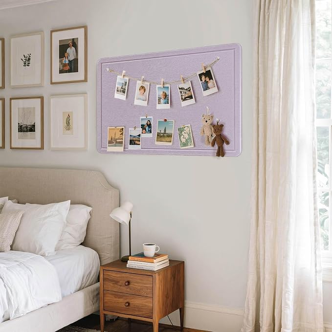 Felt Bulletin Board 24x18 inches, Decorative Pin Board for Home & Office | Cork Board Alternative for Wall with Push Pins, Display Mood Board for Photos, Notes & Reminders