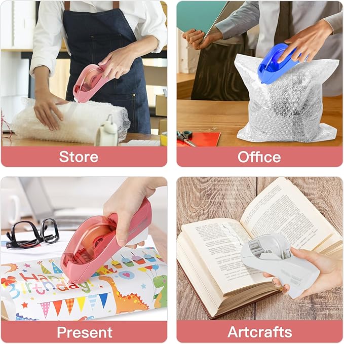Eagle Automatic Tape Dispenser, Handheld & Portable Design, Office Tape Gun, One-Handed Operation with Safety Blade for Office, Home, DIY or Packaging (Includes 2 Free Tapes)(Flamingo Pink)