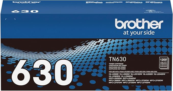 Brother Genuine Standard Yield Toner Cartridge, TN630, Replacement Black Toner, Page Yield Up to 1,200 Pages, Amazon Dash Replenishment Cartridge
