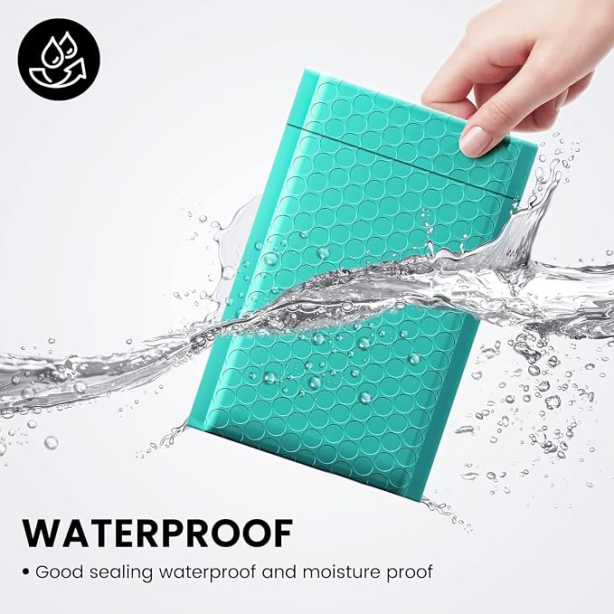 Fuxury Bubble Mailers 4x8" Teal Padded Envelopes 19200 Pack Bulk Pallet | Strong Adhesion Full Pallet of Padded Mailers Bubble Envelopes for Small Business Mailing Small Items,Jewelry,Makeup