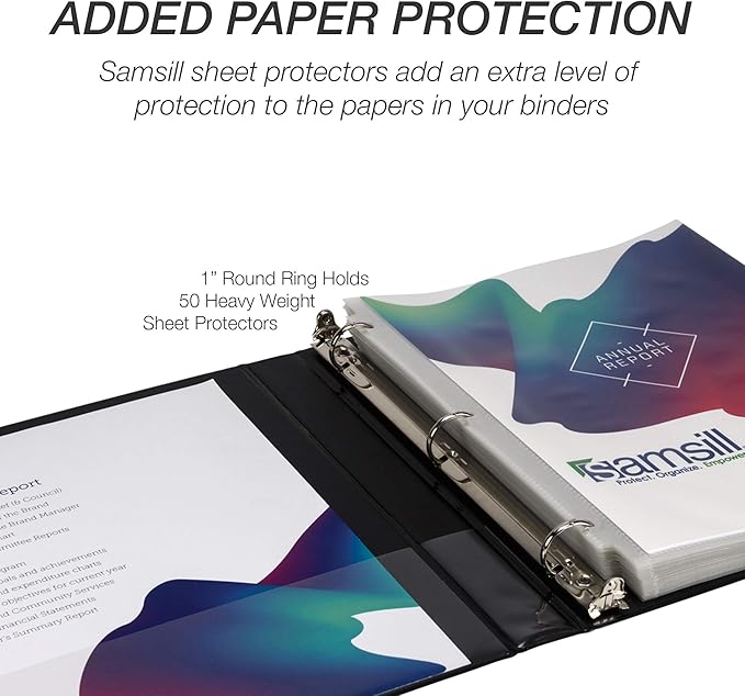 Samsill 24 Pack Durable 1 Inch 3 Ring Binders, Round Ring, Clear View Cover for Presentations, Black