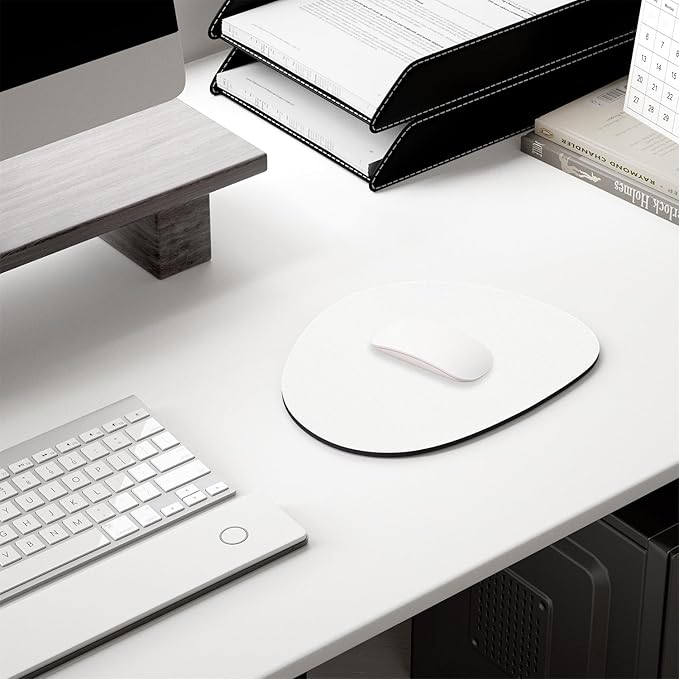 Hsurbtra Mouse Pad, Premium-Textured Small Oval Mousepad 8.7 x 7.1 Inch White, Thick 3 mm Anti-Slip Waterproof Rubber Pretty Cute Computer Mat for Office Home Gaming Laptop Men Women Kids